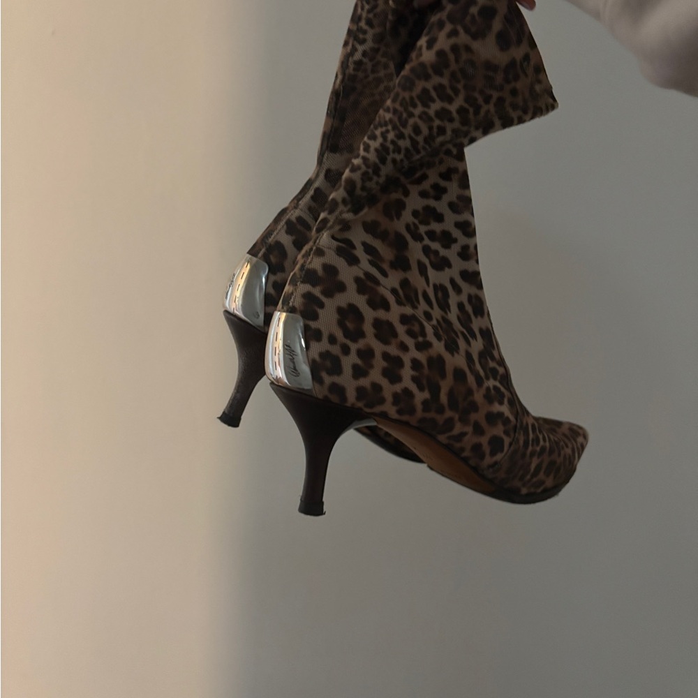 Leopard Print Stiletto Heel Boots